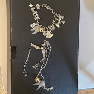 Harry Potter golden Snitch Necklace/Bracelet set